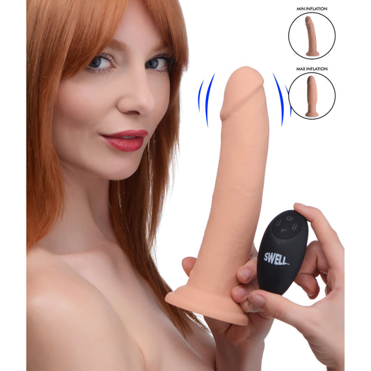 7X Inflatable Vibrating Remote Control Silicone Dildo - 8.5 Inch